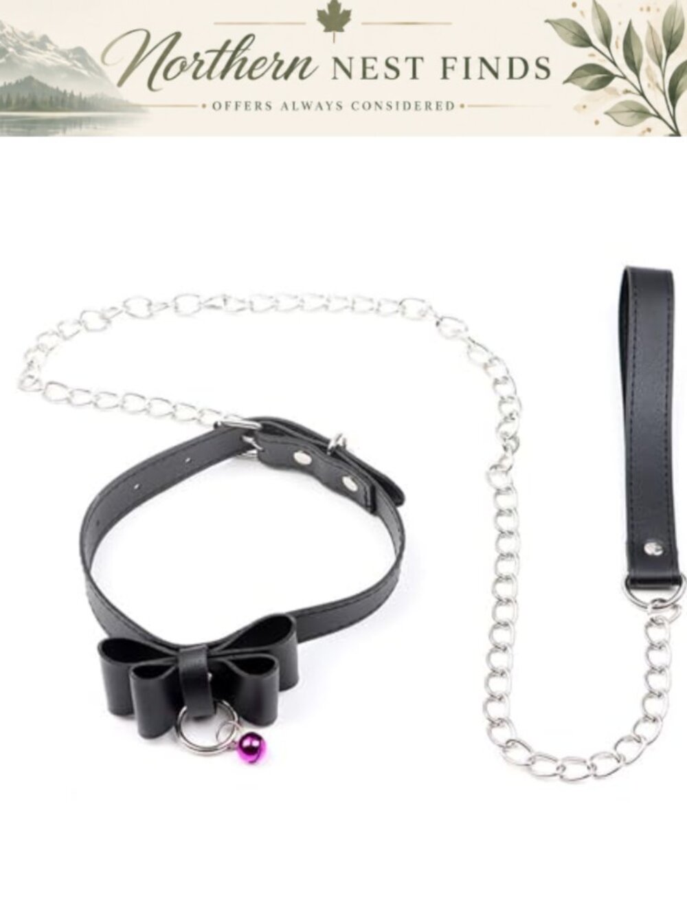 PU Leather Punk Choker Necklace Gothic O-Ring Collar with Leash Adjustable